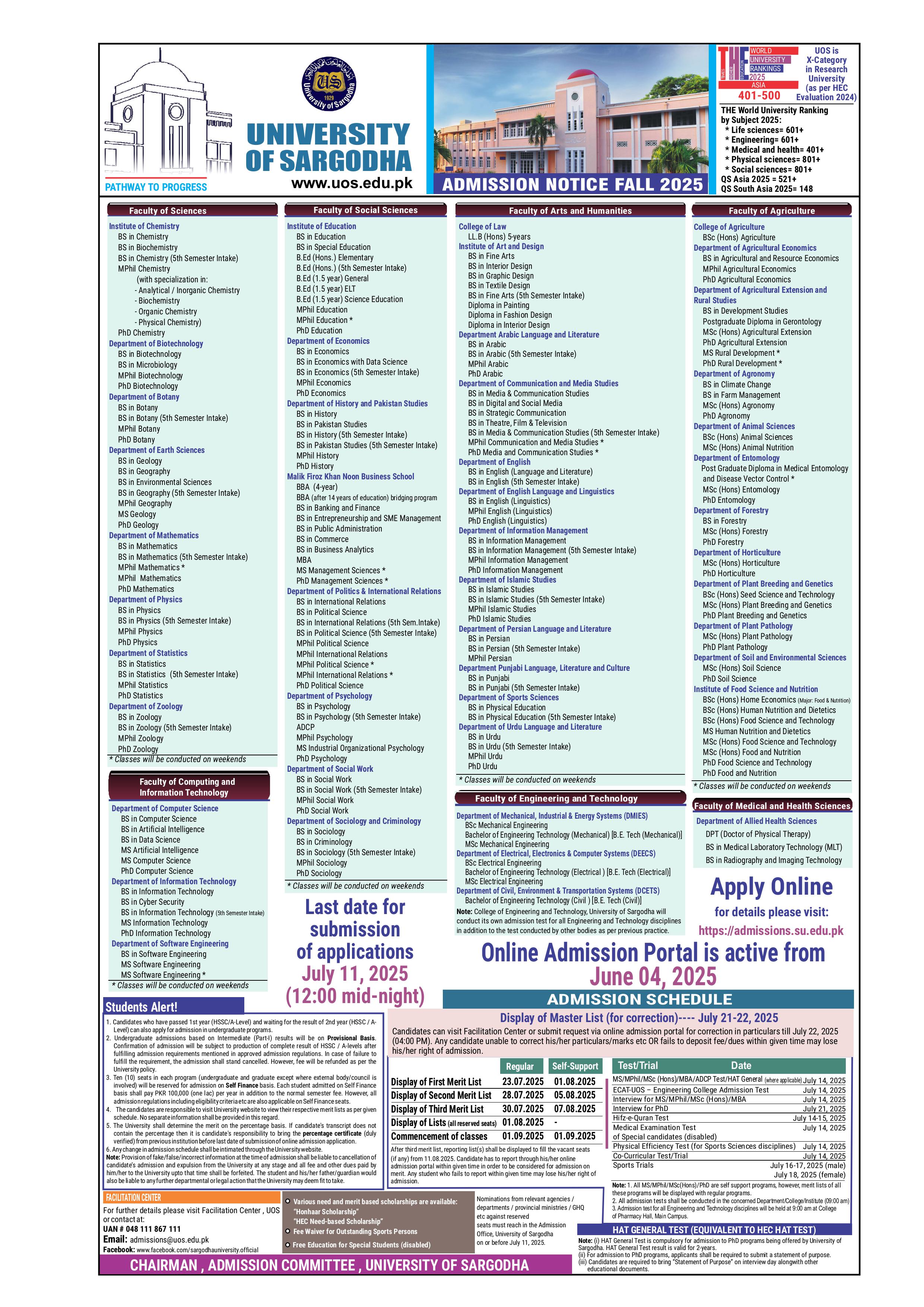 ADMISSIONS ADVERTISEMENT Fall 2025